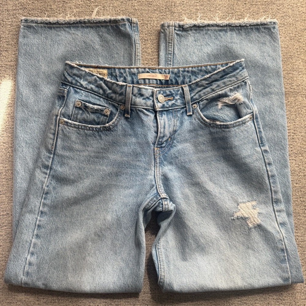 Levi's low loose  Light Blue Distressed Jeans
